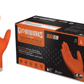 BOX SMALL100 INDUSTRIAL ORANGE NITRILE RDT GLOVES