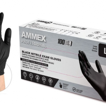 BOX EXAM SMALL 100 BLACK NITRILE GLOVES