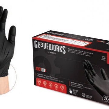 CASE 10 BOXES XX- LARGE INDUSTRIAL BLACK NITRILE GLOVES